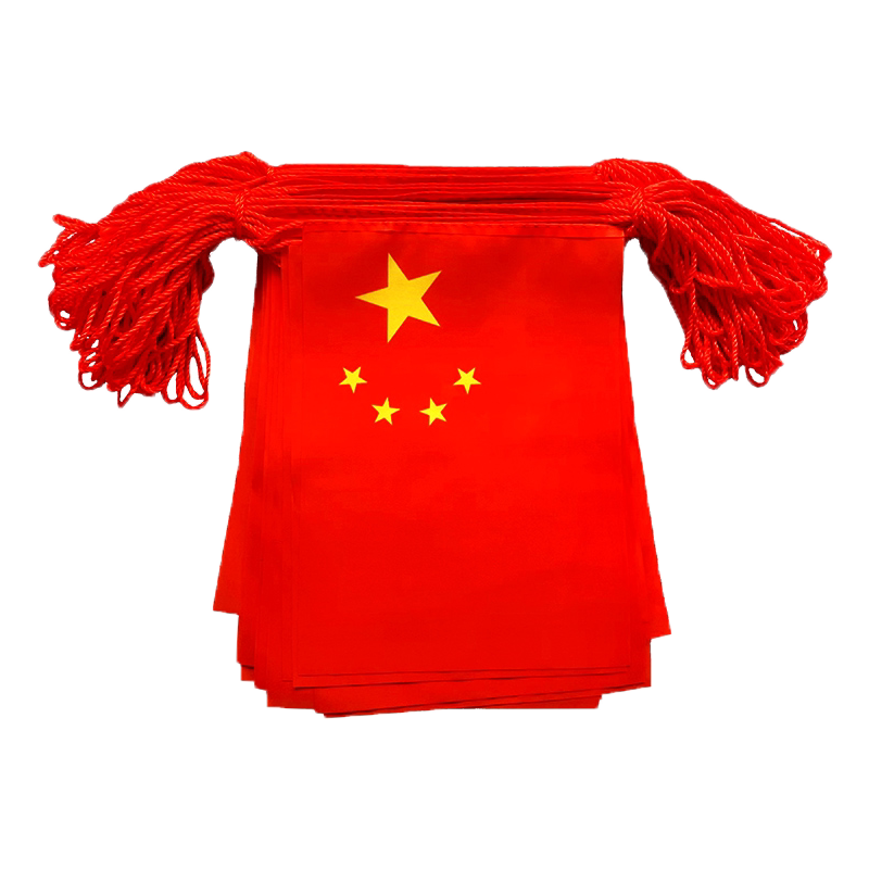 7号8号小国旗串旗加粗尼龙绳五星红旗吊旗小彩旗办公室写字楼国庆节装饰品幼儿园商场超市酒吧街道挂饰接定制