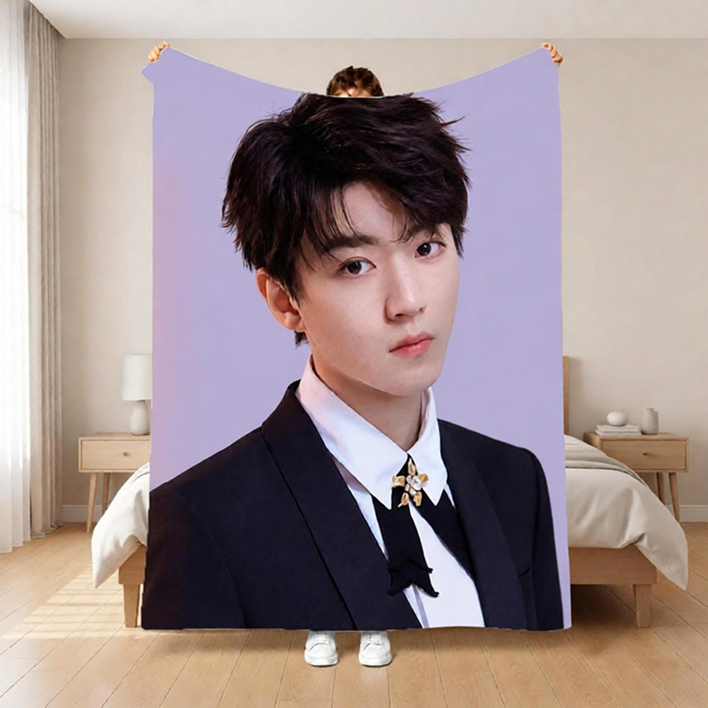 王俊凯周边明星定制图案空调毛毯