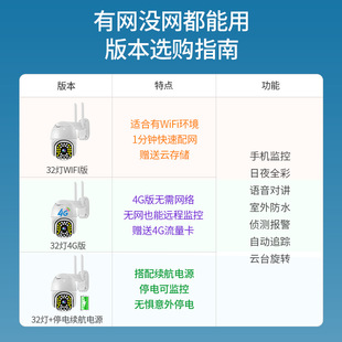 4G无线监控摄像头360度全景高清室外家用wifi远程手机报警监控器