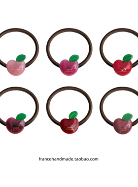 韩国FRANCE法式减龄高马尾发绳金标红色小苹果发圈车厘子头绳皮筋