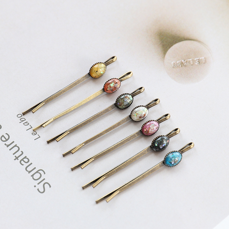 复古金属贝母一字刘海夹子发卡