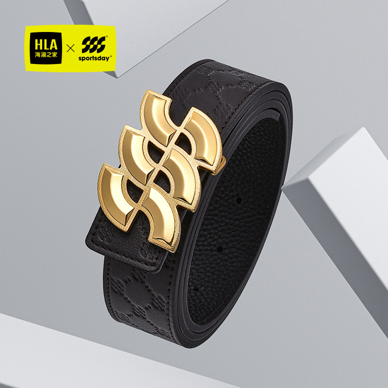 海澜之家皮带男士真皮2025新款板扣腰带头层牛皮年轻人平滑扣裤带