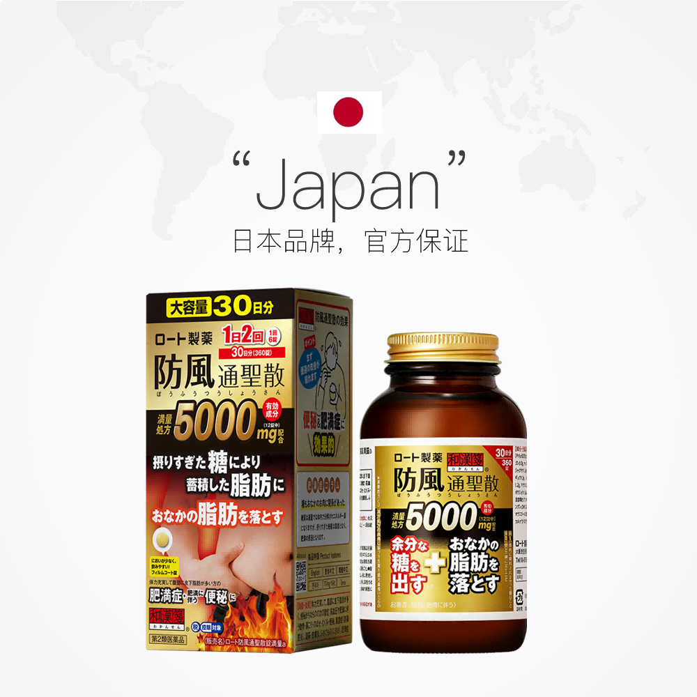 日本直邮乐敦和汉笺防风通圣散减肥药燃脂减肚子减内脏脂肪大肚丸