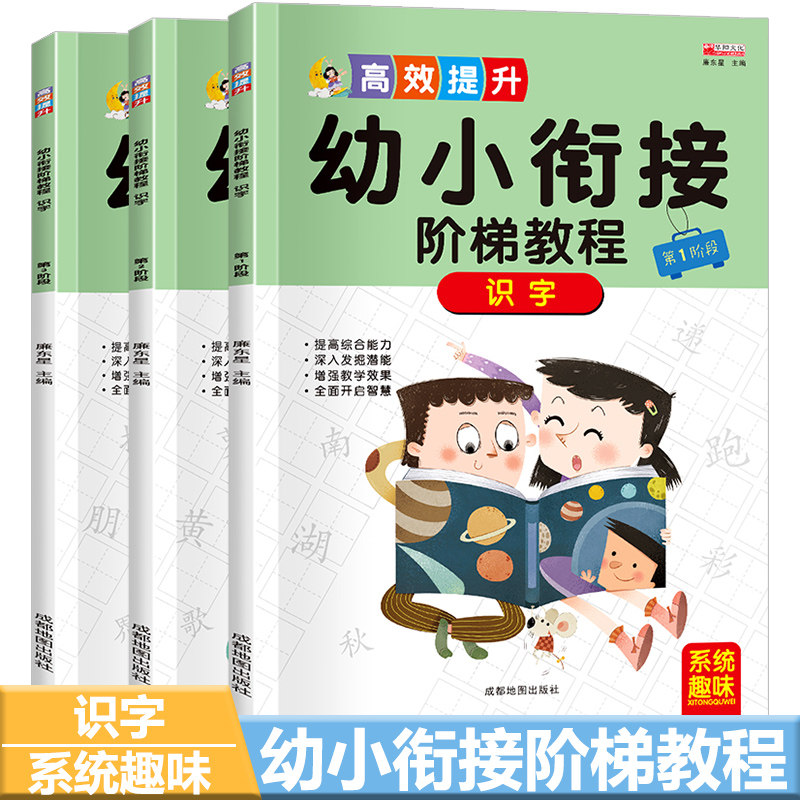幼小衔接阶梯教程识字全3册幼儿认字大王教材幼小衔接阅读与识字幼升小儿童识字书早教学前班升一年级读书绘本启蒙早教书籍3-6岁