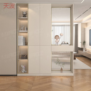 柜一体隔断双面客厅屏风柜轻奢家用奶油风玻璃入户门 Ehd玄关柜鞋