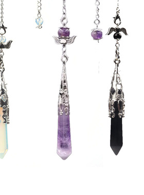 天使之翼翅膀灵摆链紫晶六角柱天