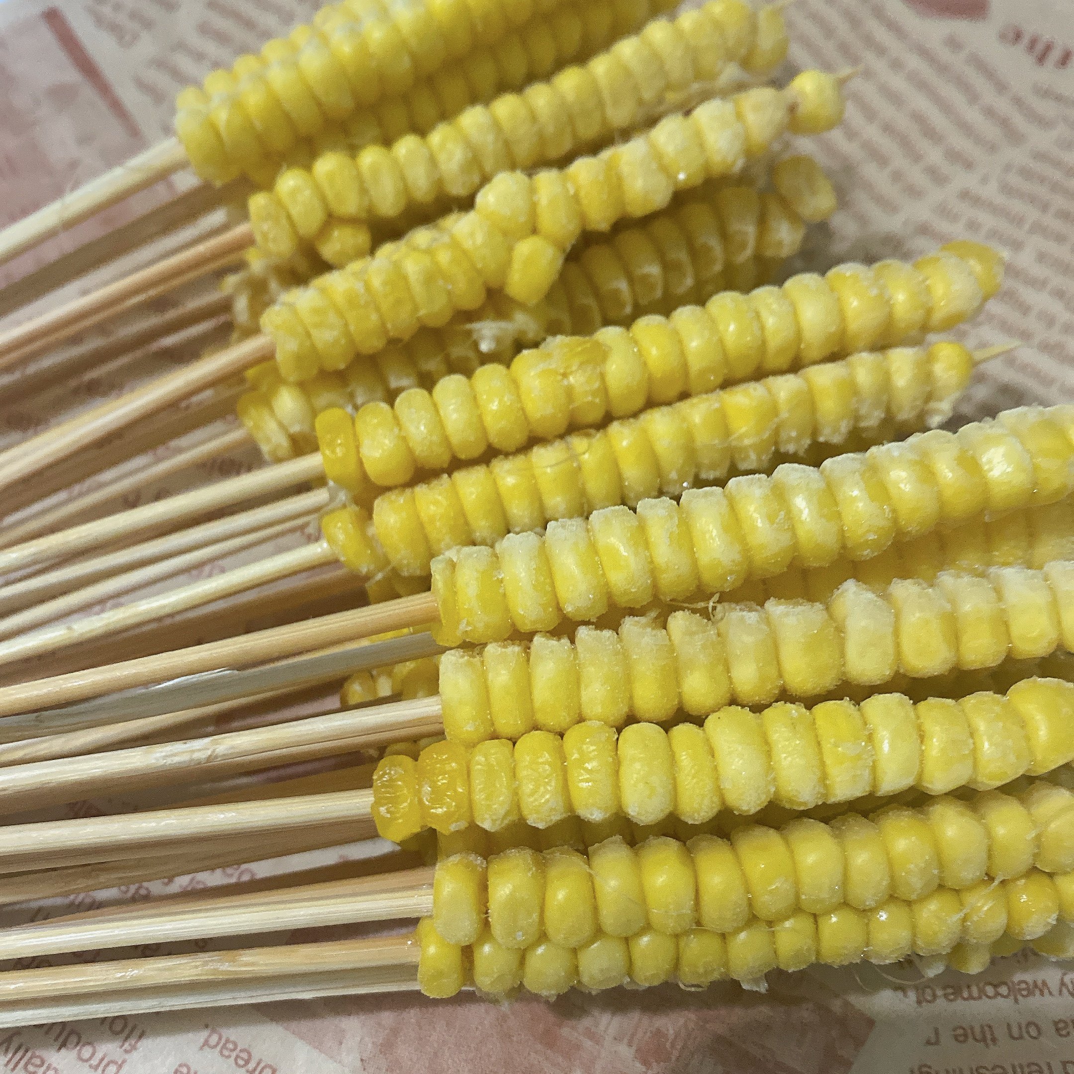 玉米串糯玉米粒小串苞米粒速冻玉米手把串100串烧烤油炸铁板食材