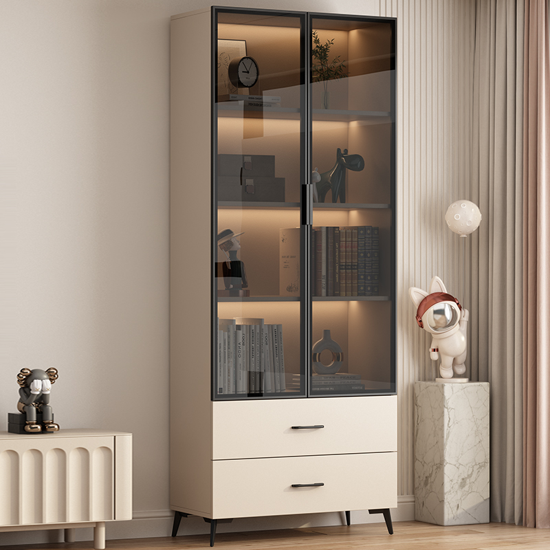 金斗满仓实木简约玻璃定制书柜