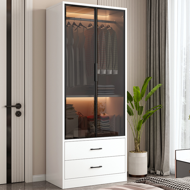 衣柜简约成人现代玻璃衣橱定制