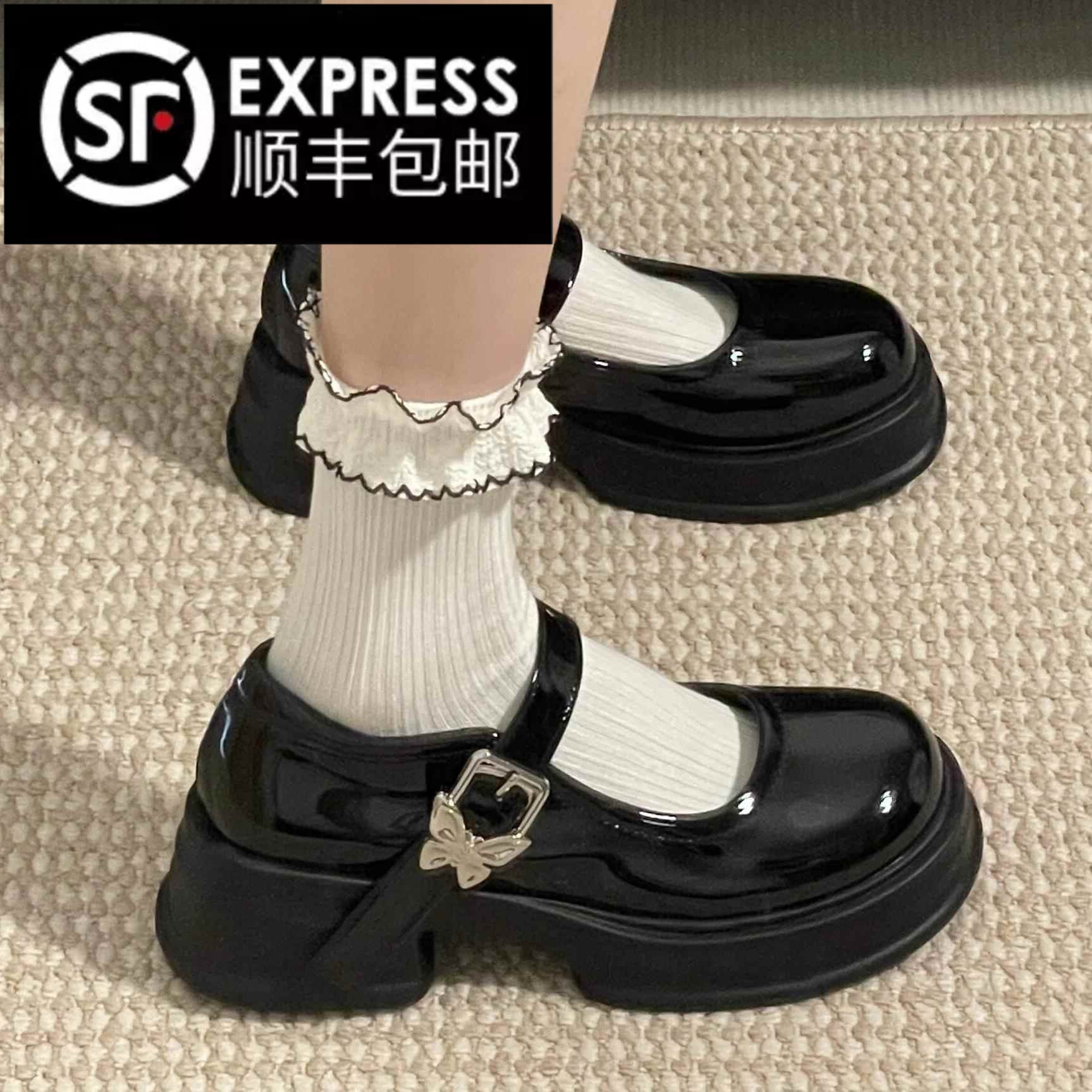 原创黑色日系学院风小皮鞋女ins百搭覆古玛丽珍鞋经典厚底增高鞋