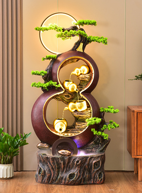 新中式流水生财摆件喷泉招财客厅家居装饰风水轮葫芦循环水景鱼缸