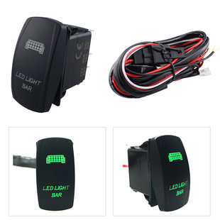 LIGHT 绿色双灯12 LED 线束一拖二 BAR 24V翘板开关工作灯带安装