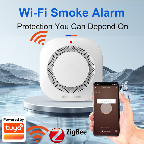 WiFi烟雾报警器消防烟感探测器涂鸦智能商用火灾警报家用烟感器