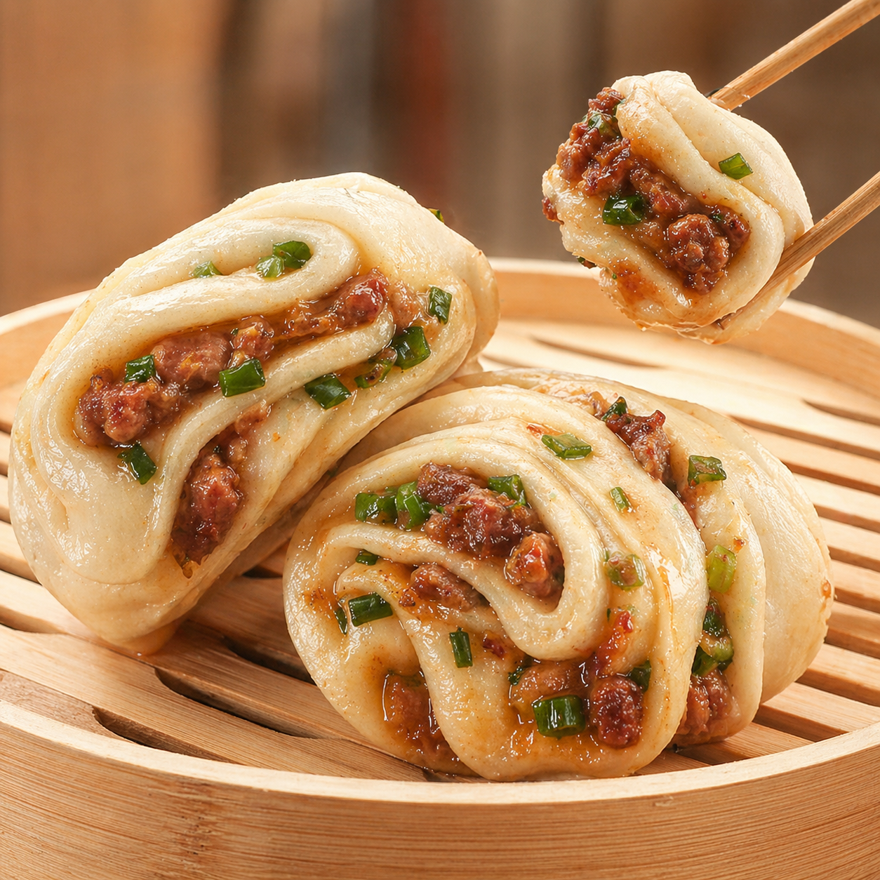 【健康美味】肉花卷发面千层手撕松软健康半成品特色中式面点冷冻