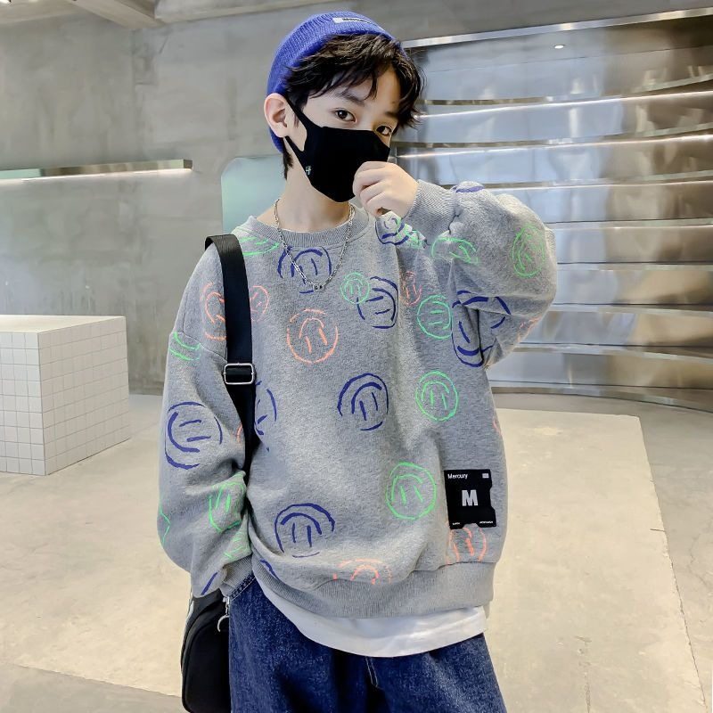 男童卫衣儿童春装上衣外套2025春秋款男宝宝韩版笑脸小童洋气潮流
