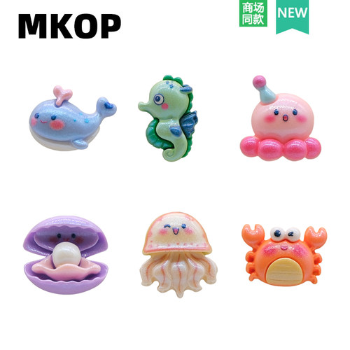 Mkop洞洞鞋配饰海洋生物鞋花