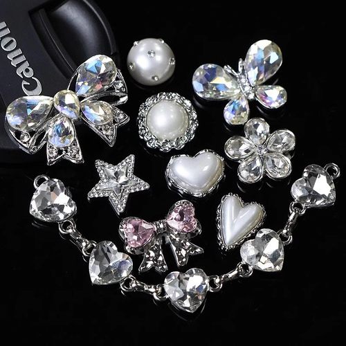 Mkop洞洞鞋配饰高级感鞋扣配件蝴蝶珍珠钻石鞋花适配Crocs/Cross