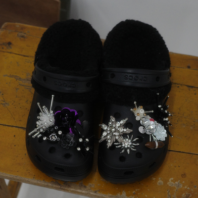 Mkop洞洞鞋内胆毛绒鞋套棉适配卡骆驰Cross/Crocs泡芙云朵厨师鞋