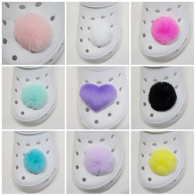 Mkop洞洞鞋配饰毛绒爱心毛球鞋花