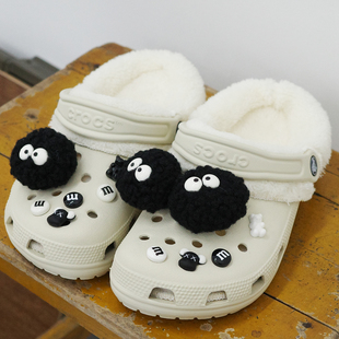 Mkop洞洞鞋毛绒内胆可拆卸冬天配饰加绒适配Cross/Crocs云朵泡芙