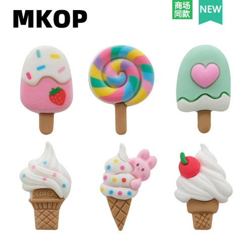 Mkop洞洞鞋配饰雪糕甜筒鞋花