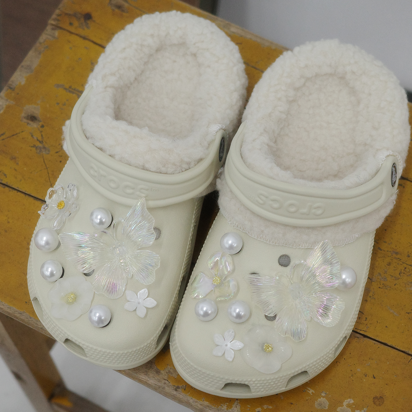 Mkop洞洞鞋毛绒棉鞋套内胆适配厨师鞋卡骆驰Crocs/Cross云朵泡芙