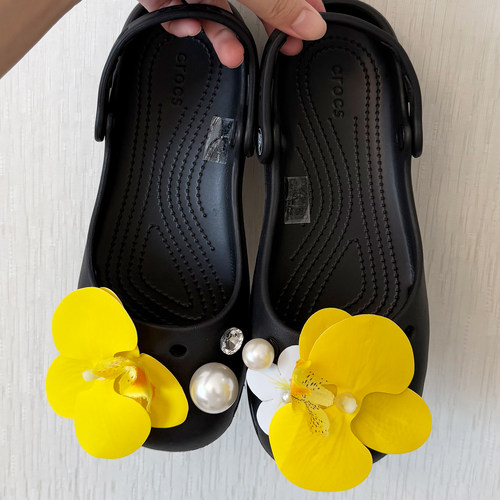 Mkop洞洞鞋配饰鞋扣配件珍珠大花朵芭蕾舞鞋鞋花适配Cross/Crocs