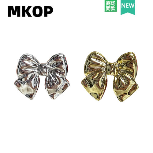 Mkop洞洞鞋配饰金银蝴蝶结鞋花