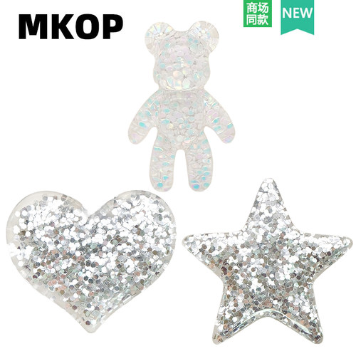 Crocs水晶熊爱心鞋花洞洞鞋配饰