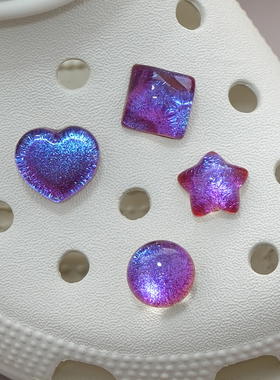 Mkop洞洞鞋配饰鞋扣配件星空紫色宝石鞋花装饰扣适配Cross/Crocs