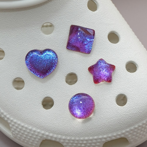 Mkop洞洞鞋配饰鞋扣配件星空紫色宝石鞋花装饰扣适配Cross/Crocs