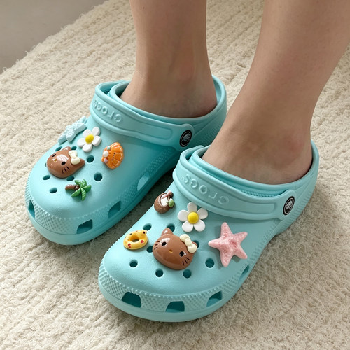 MKOP洞洞鞋配饰高级感鞋扣配件夏威夷度假风鞋花适配Cross/Crocs