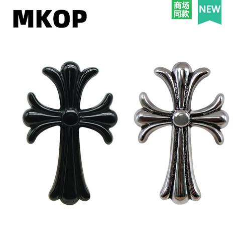 Mkop洞洞鞋配饰复古十字架鞋花