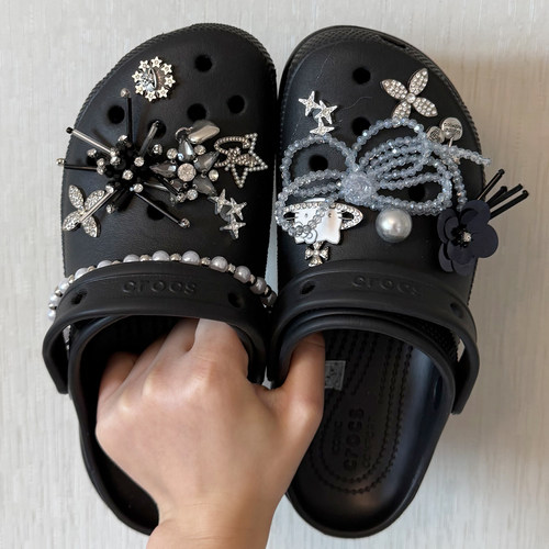 Mkop洞洞鞋配饰鞋扣配件串珠金属猫咪鞋花装饰扣适配Cross/Crocs