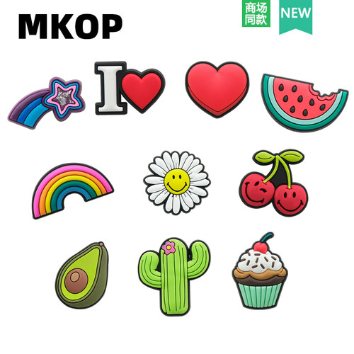 Mkop洞洞鞋配饰星星樱桃彩虹鞋花