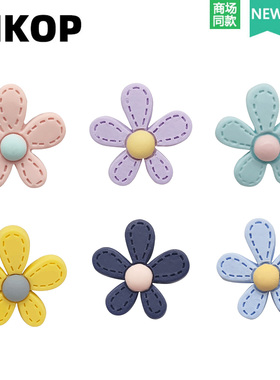 Mkop洞洞鞋配饰鞋扣配件紫色黄色小花鞋花装饰扣适配Cross/Crocs