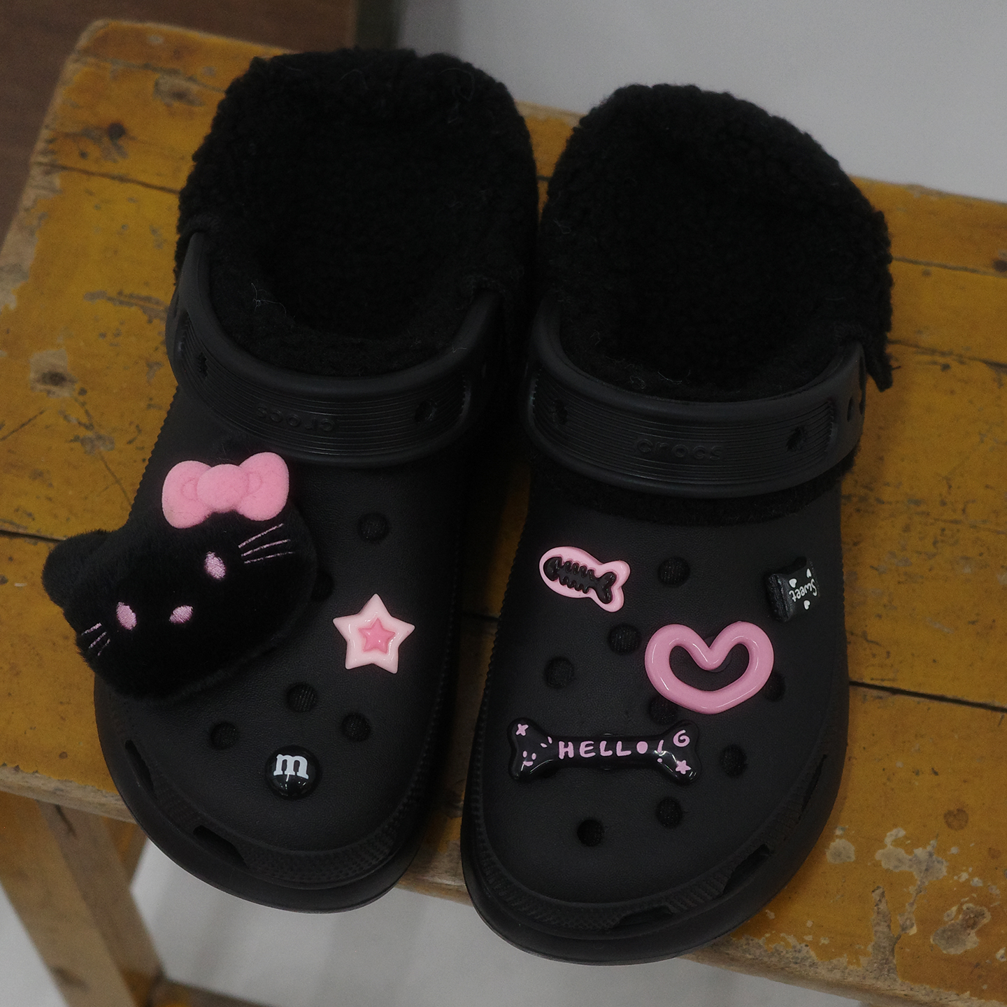 Mkop洞洞鞋毛绒内胆保暖棉厨师鞋适配卡骆驰Crocs/Cross云朵泡芙