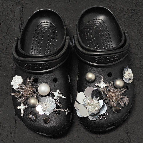 Mkop洞洞鞋配饰diy高级感鞋扣配件流苏花朵鞋花适配Crocs/Cross