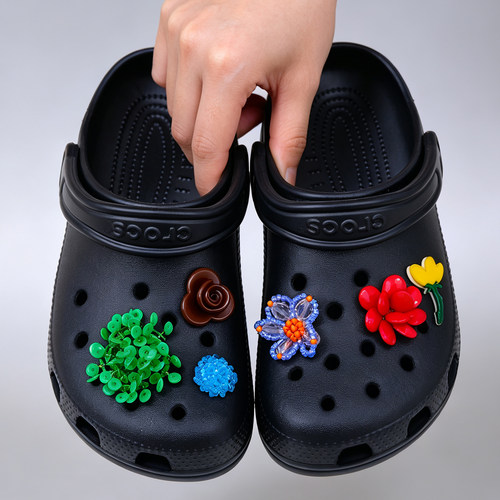 MKOP洞洞鞋配饰高级感鞋扣配件立体彩色花朵鞋花适配Cross/Crocs