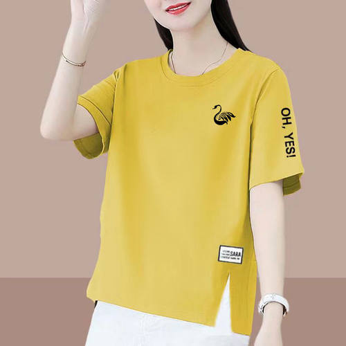 纯棉短袖t恤女休闲夏季半袖遮肉