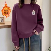 秋冬银狐绒加绒加厚短款 纯棉卫衣女时尚 洋气减龄百搭宽松显瘦上衣