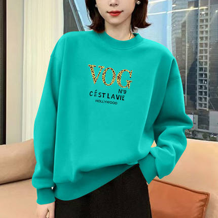 纯棉薄款圆领长袖短款卫衣女春秋韩版休闲百搭小个子宽松外穿上衣