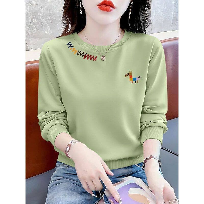 抹茶绿百搭纯棉套头长袖卫衣女春秋时尚韩版宽松显瘦慵懒风上衣服