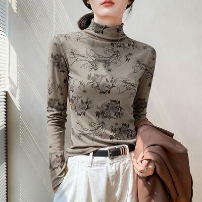 德绒磨毛半高领打底衫女时尚