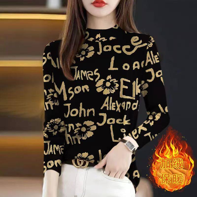 爆款中老年妈妈装加绒加厚长袖卫衣女秋冬保暖打底衫休闲潮流上衣