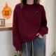 安可拉红加绒加厚纯棉短款 洋气小个子上衣 韩版 卫衣女秋冬新款 时尚
