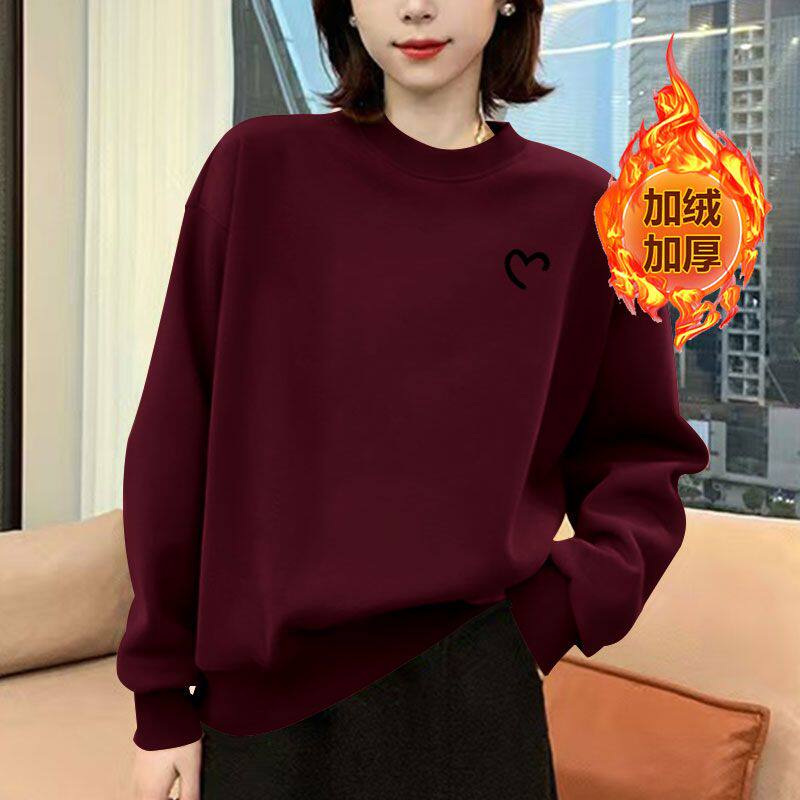 秋冬纯棉加绒加厚短款高腰卫衣女时尚韩版潮流印花显瘦小个子外套