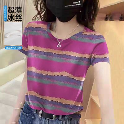冰丝短袖t恤女夏装新款设计感