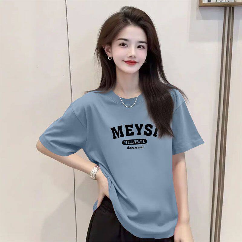 女士新款洋气短袖纯棉t恤衫大码