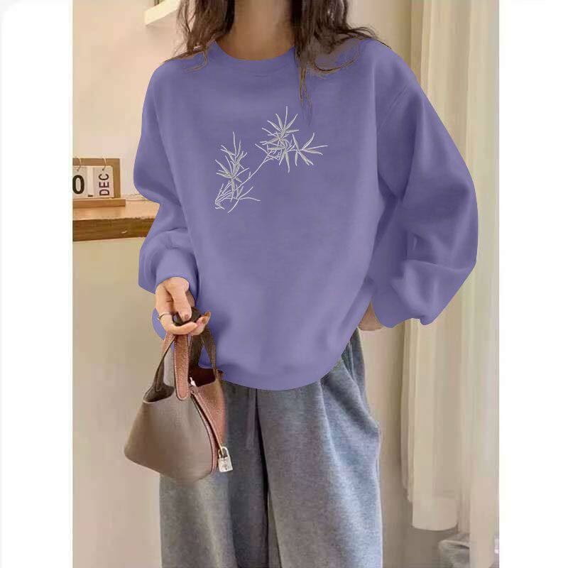 秋冬女士纯棉套头卫衣时尚韩版洋气百搭宽松显瘦印花慵懒风上衣服